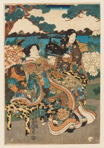 Stampa xilografica - Cortigiana e cameriera, 1786-1865 da Utagawa Kunisada