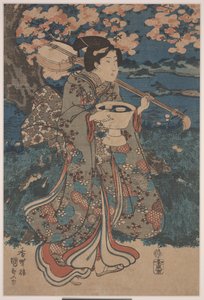 Andare a una festa di osservazione dei fiori di ciliegio da Utagawa Kunisada III