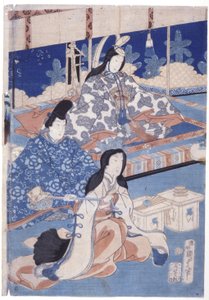 Accogliere la primavera con una raccolta di fiori (Hana Soroi Haru No Taimen) da Utagawa Kunisada II