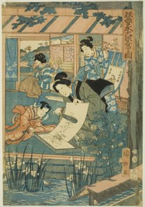 Grande prosperità nella fattoria della seta (Kaikoya Daihanjono Zu) da Utagawa Kunisato