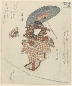 Una donna che cammina su una corda da Utagawa Kuniyasu
