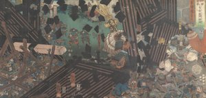 Album di quindici trittici di famose scene di battaglia (XIX secolo) da Utagawa Kuniyoshi