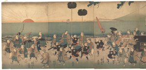 Ragazzi che inscenano una processione di daimyō da Utagawa Kuniyoshi