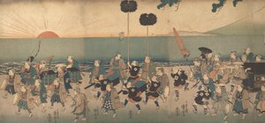 Ragazzi che recitano una processione di Daimyo, XIX secolo da Utagawa Kuniyoshi