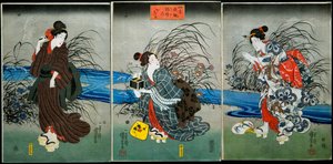 Catturare le lucciole in estate, Serie: Divertimenti delle quattro stagioni, c.1845-1846 da Utagawa Kuniyoshi