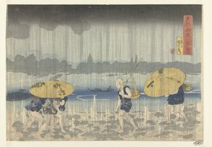 La riva del fiume Onmaya nella capitale orientale da Utagawa Kuniyoshi