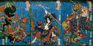 Hakukaja Yōshun e Shinki Gunshi Shubu (destra) da Utagawa Kuniyoshi
