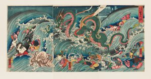 Bambole realistiche nel Tempio Interno di Asakusa da Utagawa Kuniyoshi