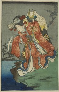 Shizuka Gozen, sezione di un foglio dalla serie "Uno specchio Harimaze di opere Joruri (Harimaze joruri kagami)"