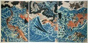 Naufragio di Tametomo, pub. c.1836 da Utagawa Kuniyoshi