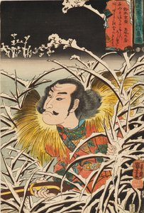 Stampa xilografica - Neve persistente a Ishiyama Ishiyama bosetsu, XIX secolo da Utagawa Kuniyoshi