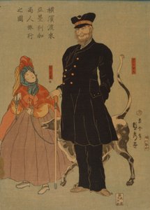 Mercante americano passeggia a Yokohama, 1861