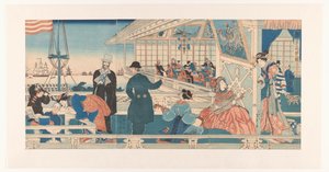 Casa commerciale americana a Yokohama da Utagawa Sadahide