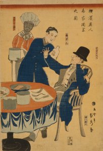 Banchetto in una casa mercantile straniera a Yokohama, 1861 da Utagawa Sadahide