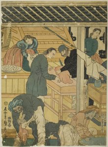 Sala vendite in un negozio di mercanti stranieri a Yokohama (Yokohama ijin shokan uriba no zu) da Utagawa Sadahide