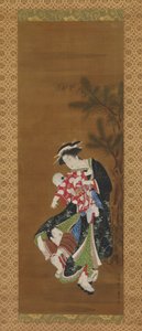 Madre e bambini al Capodanno da Utagawa Toyoharu