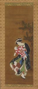 Madre e bambini al Capodanno, XVIII secolo da Utagawa Toyoharu