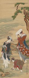 Due Donne e una Ragazza sulla Spiaggia da Utagawa Toyoharu