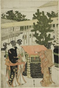Pellegrinaggio di Capodanno al tempio Myohoji di Horinouchi (Horinouchi Myohoji eho mairi no zu) da Utagawa Toyohiro
