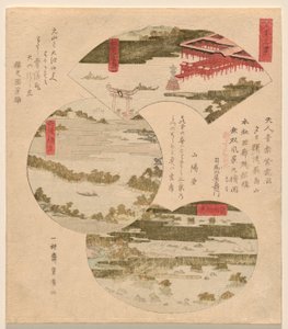 Tre vedute del Giappone, con Miyajima in Aki, Ponte verso il Cielo, e Isole dei Pini in Oshu da Utagawa Toyohiro