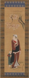 Donna e bambino sotto un ciliegio, fine XVIII-inizio XIX secolo da Utagawa Toyohiro