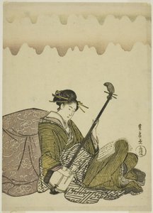 Donna che suona lo shamisen, da una serie senza titolo di donne a riposo