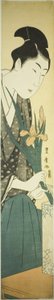 Giovane che sistema iris in un vaso da Utagawa Toyohiro