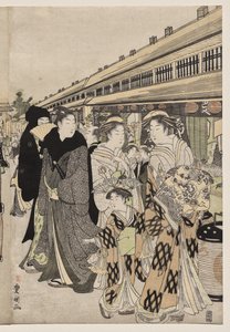 Cortigiane che Passeggiano sul Nakanochō da Utagawa Toyokuni