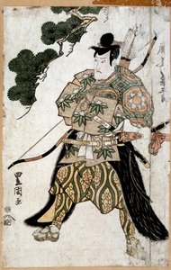 Stampa giapponese: Ritratto di un samurai. Dipinto di Toyokuni Utagawa