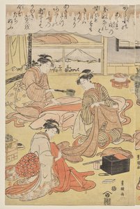 Donne che fanno vestiti da Utagawa Toyokuni