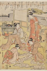 Donne che fanno vestiti da Utagawa Toyokuni