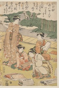Donne che fanno vestiti da Utagawa Toyokuni