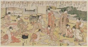 Donne che fanno abbigliamento, primi anni 1790 da Utagawa Toyokuni