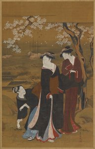 Tre donne sotto un ciliegio in fiore sulla riva del mare, 1769-1825