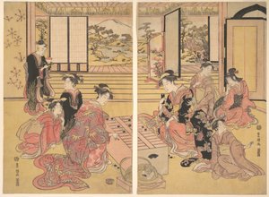 Due giovani donne che giocano a Sugoroku da Utagawa Toyokuni I