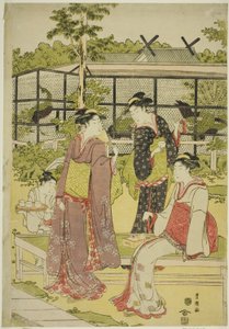 Donne che visitano la casa da tè degli uccelli e dei fiori (Kachojaya)