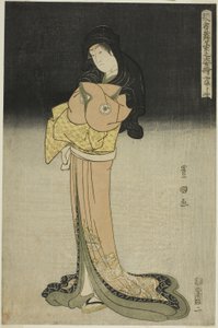 Yamatoya Iwai Hanshiro IV come Kikusui nella commedia "Matsuwa Misao Onna Kusunoki," dalla serie "Ritratti di attori sul palco (Yakusha butai no sugata-e)" da Utagawa Toyokuni I