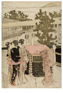Pellegrinaggio di Capodanno a Myohoji in Horinouchi, Edo, c.1804-1810 (xilografia su carta) da Utagawa and Toyokuni Utagawa Toyohiro