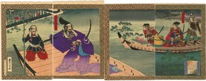 Il castello di Takamatsu allagato e Shimizu Muneharu commesso Seppuku da Toyonobu da Utagawa Toyonobu