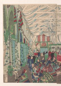 Una fiorente casa commerciale inglese a Yokohama da Utagawa Yoshiiku