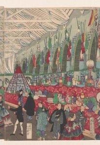 Una fiorente casa commerciale inglese a Yokohama da Utagawa Yoshiiku