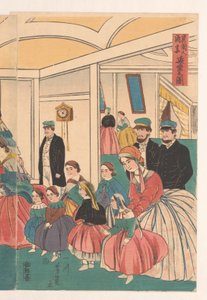 Stranieri si divertono durante un banchetto da Utagawa Yoshikazu