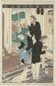 La cucina nella casa di uno straniero da Utagawa Yoshikazu