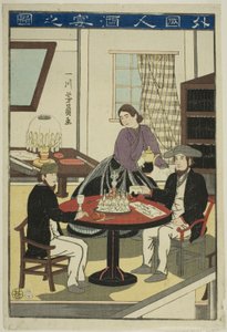 Stranieri che bevono vino (Gaikokujin shuen no zu) da Utagawa Yoshikazu