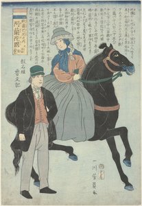 Coppia olandese, con la donna a cavallo da Utagawa Yoshikazu