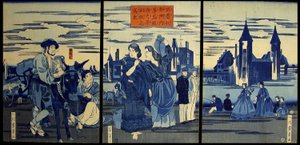 Schizzo di una stampa su rame della città di Washington da Utagawa Yoshikazu