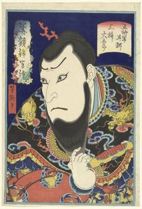 Attore Mimasu Daigoro IV nel ruolo di Gojogun Kanki da Utagawa Yoshitaki