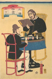 Inglesi a cena, 1° mese, 1861 da Utagawa Yoshitora