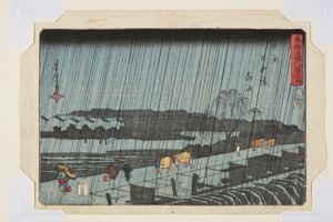 Pioggia notturna a Yoshiwara Nihondzutsumi (Yoshiwara Nihondzutsumi Yau) da Utagawa Yoshitora