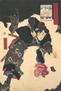 Il Guerriero che Uccide il Gigante Bianco Hihi da Utagawa Yoshitora